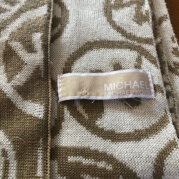 MICHAEL KORS SCARF Circle MK Logo Reversible Camel - Picture 2 of 5